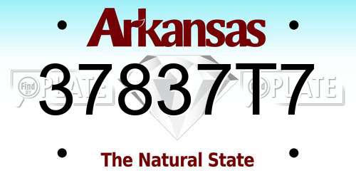 37837T7 Arkansas License Plate