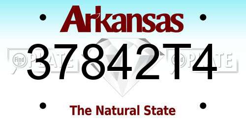 37842T4 Arkansas License Plate