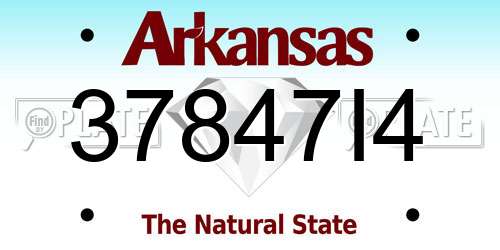 37847I4 Arkansas License Plate