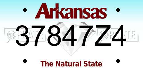 37847Z4 Arkansas License Plate