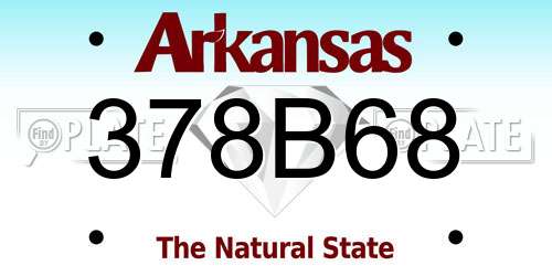378B68 Arkansas License Plate