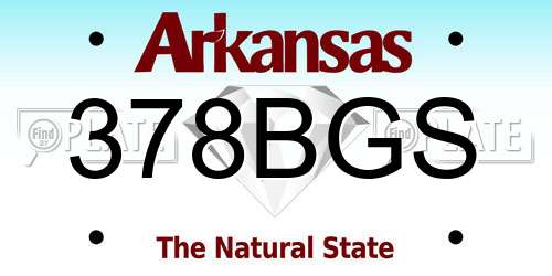 378BGS Arkansas License Plate