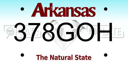 378GOH Arkansas License Plate