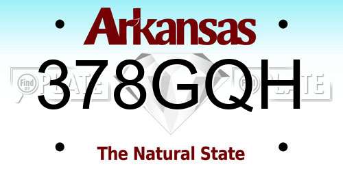 378GQH Arkansas License Plate
