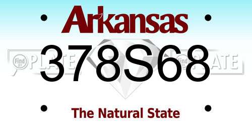 378S68 Arkansas License Plate