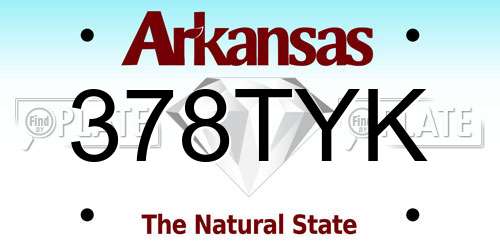 378TYK Arkansas License Plate