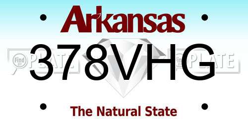 378VHG Arkansas License Plate