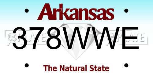 378WWE Arkansas License Plate