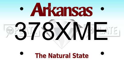 378XME Arkansas License Plate