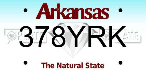 378YRK Arkansas License Plate