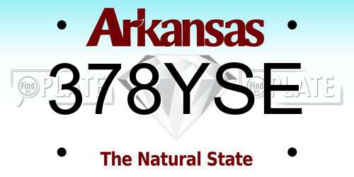 378YSE Arkansas License Plate