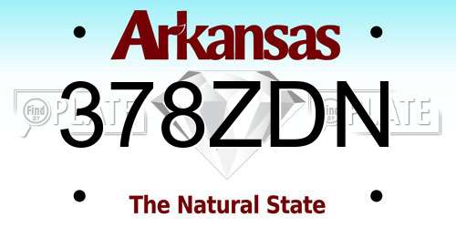 378ZDN Arkansas License Plate