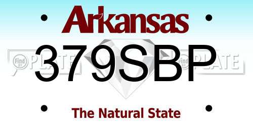 379SBP Arkansas License Plate