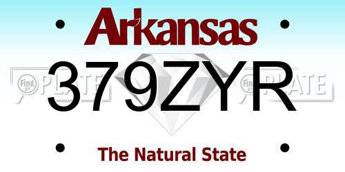 379ZYR Arkansas License Plate