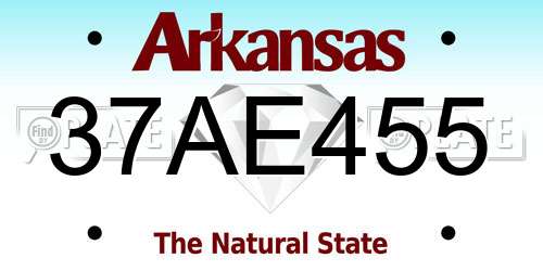 37AE455 Arkansas License Plate