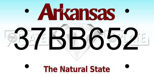 37BB652 Arkansas License Plate