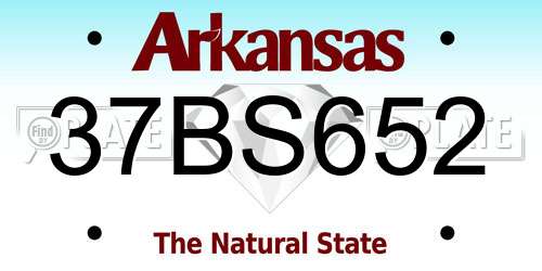 37BS652 Arkansas License Plate