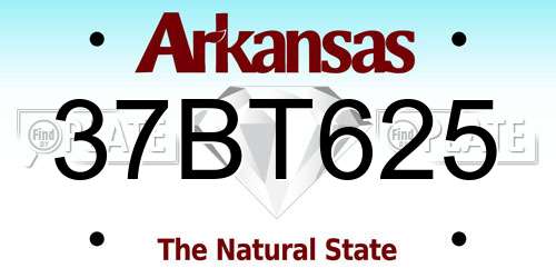 37BT625 Arkansas License Plate