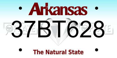 37BT628 Arkansas License Plate