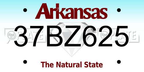 37BZ625 Arkansas License Plate