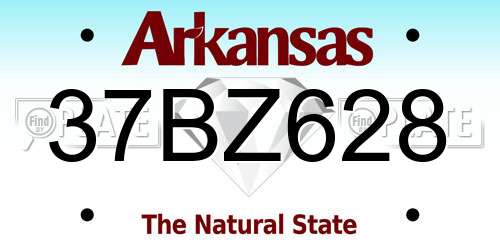 37BZ628 Arkansas License Plate