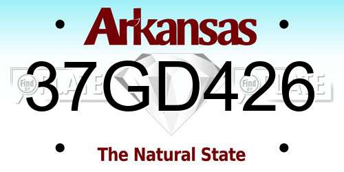37GD426 Arkansas License Plate