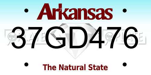 37GD476 Arkansas License Plate