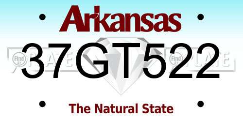 37GT522 Arkansas License Plate