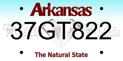 37GT822 Arkansas License Plate
