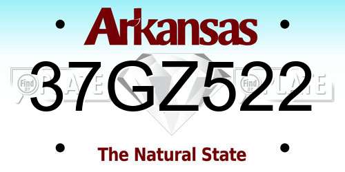 37GZ522 Arkansas License Plate