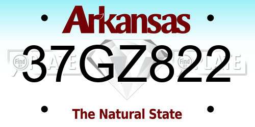 37GZ822 Arkansas License Plate