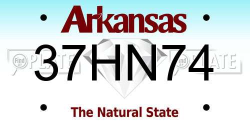 37HN74 Arkansas License Plate