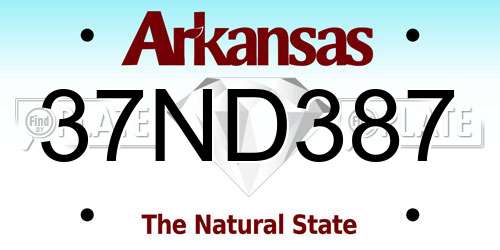 37ND387 Arkansas License Plate