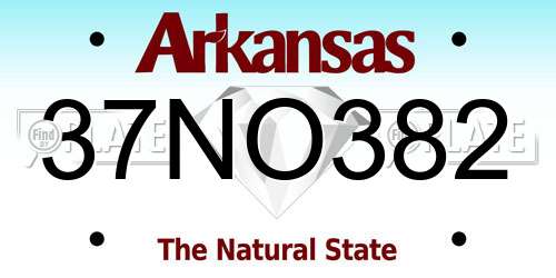 37NO382 Arkansas License Plate