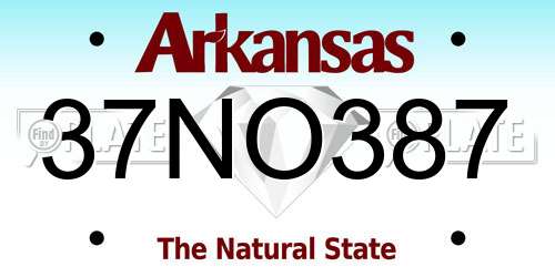 37NO387 Arkansas License Plate