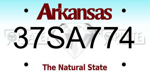 37SA774 Arkansas License Plate