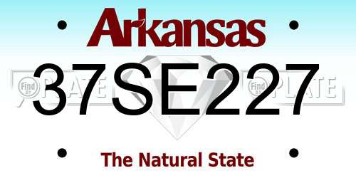 37SE227 Arkansas License Plate