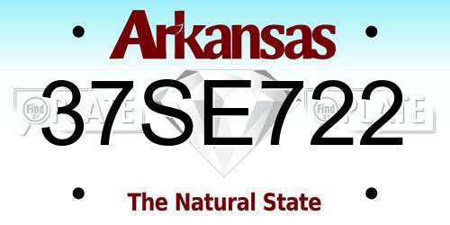 37SE722 Arkansas License Plate