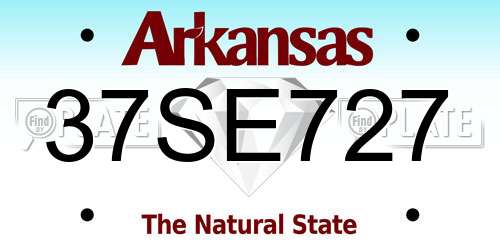 37SE727 Arkansas License Plate