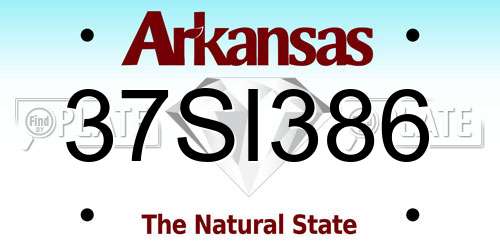 37SI386 Arkansas License Plate