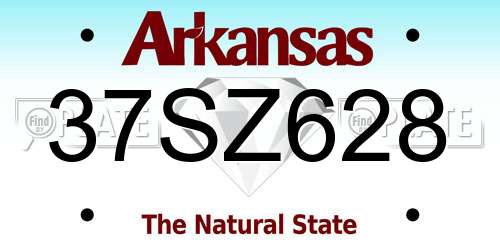 37SZ628 Arkansas License Plate