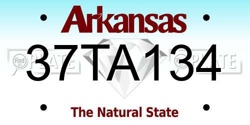 37TA134 Arkansas License Plate