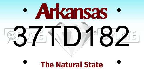 37TD182 Arkansas License Plate