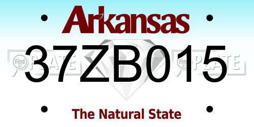 37ZB015 Arkansas License Plate