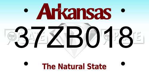 37ZB018 Arkansas License Plate