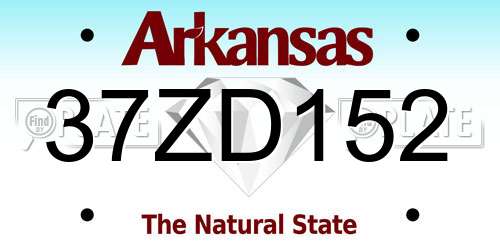 37ZD152 Arkansas License Plate