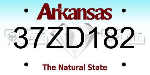 37ZD182 Arkansas License Plate