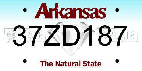 37ZD187 Arkansas License Plate