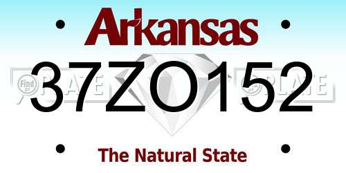 37ZO152 Arkansas License Plate