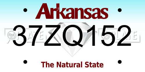 37ZQ152 Arkansas License Plate